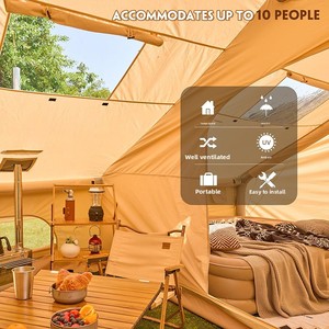 Tente de toit <span class=keywords><strong>gonflable</strong></span> portable Nordic Guest NDK-12Y en <span class=keywords><strong>coton</strong></span> avec tiges de support en PVC, utilisable en toutes saisons pour 5-6 personnes en camping - Product Image 2