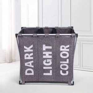 Cesto de lavandería de 3 niveles Amzn, marco de aluminio, bolsa de ropa sucia duradera para Baño, Dormitorio, cesto de lavandería para el hogar - Product Image 4