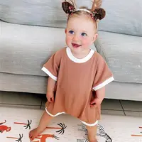 Nuovo stile neonato pagliaccetto vestiti per bambini venditore waffle Low MOQ manica corta abiti usati per neonati