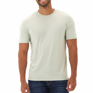 Camiseta básica de cuello redondo de tres mezclas para hombre, Jersey de algodón de Color sólido, logotipo de ajuste Regular, precio de fábrica, camiseta de Color sólido, etiqueta para el cuello - Product Image 1