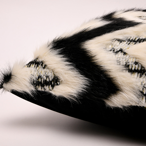 AIBUZHIJIA Decorative Home Faux Fur Throw <strong>Pillow</strong> Covers <strong>Fluffy</strong> Black and <strong>White</strong> Cushion Cover Soft Pillowcase - Product Image 3