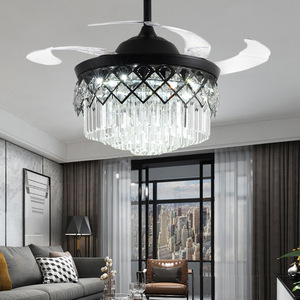 Ventilador de Techo LED Moderno con Cristales, 5 Aspas, Control Remoto, Luz Cálida Regulable 3500K, Motor AC de 32-48 Pulgadas, Montaje con Barra de Extensión, Alto CRI 90 - Product Image 4