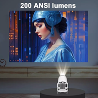 Mini-Projecteur Théâtre HD LED Portable 1080p Wi-Fi 5G BT5.0 200 Lumens ANSI avec Android 11 et Haut-parleurs Intégrés