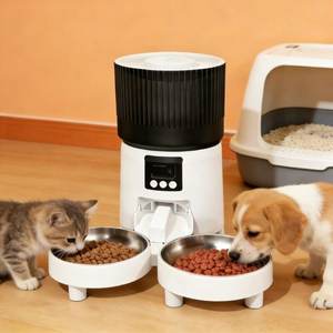 Distributeur automatique de nourriture intelligent pour animaux de compagnie, double bol en plastique portable 4L, caméra HD 2K, contrôle à distance via l'application Tuya, double alimentation, pour chat - Product Image 1