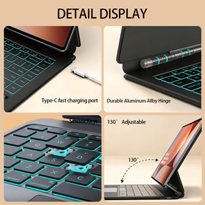 Compatible con Samsung Galaxy Tab S11, Teclado Mágico con Retroiluminación RGB de <span class=keywords><strong>7</strong></span> Colores, Teclas de Estilo Tijera, Panel Táctil Integrado, Carcasa con Teclado Inalámbrico - Product Image 4