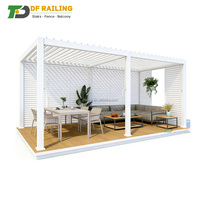 Pergola électrique rétractable DF en aluminium, toit à lames orientables étanche, entièrement motorisée, pare-soleil pliant, résistant à la lumière, finition poudrée