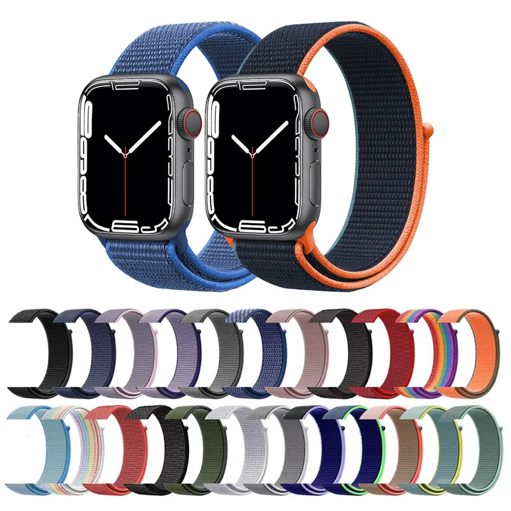 For Apple Watch band 38 40 41mm 42 44 45mm Sport Loop Charm Bracelet for iWatch Series 7 6 5 SE Nylon Strap Woven Fabric