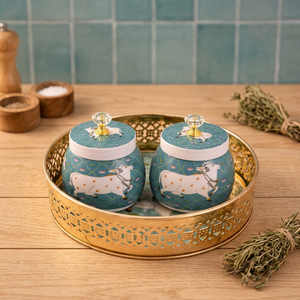 Frascos de especias metálicos vintage con tapas herméticas con estampado de vaca, recipientes redondos para almacenamiento de alimentos para decoración de cocina y bodas - Product Image 6