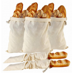 ถุงผ้าฝ้ายและผ้าลินินแบบมีเชือกผูก ปรับแต่งได้ เป็นมิตรกับสิ่งแวดล้อม และนำกลับมาใช้ใหม่ได้ สำหรับใส่ขนมปังหรือใช้เป็นถุงช้อปปิ้ง - Product Image 2