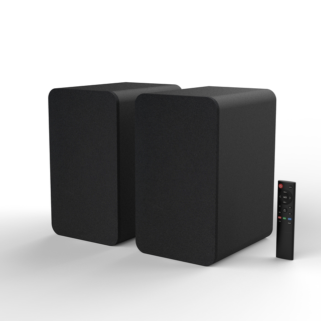 Super Bass 120W SR07 2.0 Channel Wireless Dual Tweeter Bookshelf Speaker Full Range 4 Speakers Hand-made Wooden Housing BT 5.0