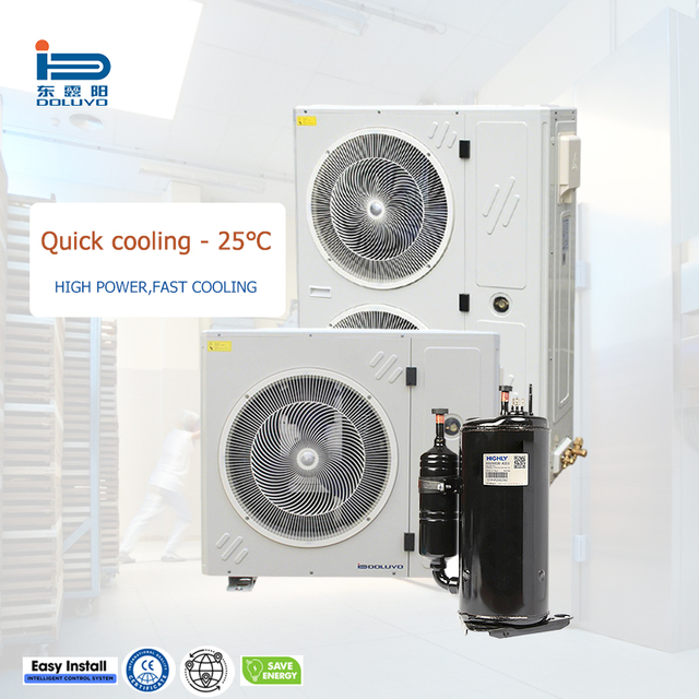 DC Inverter Low Temperature Condensing Unit Scroll Compressor R507 Refrigerant Energy Saving Automatic Engine Pump Blast Freezer