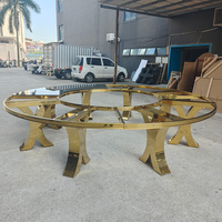 Table de salle à manger ronde en acier inoxydable et verre trempé, moderne et luxueuse, pour hôtels, mariages et réceptions