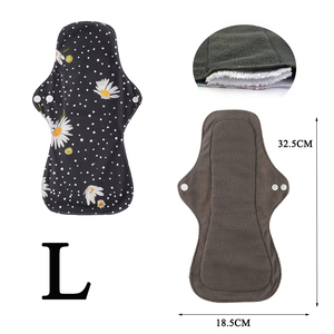 Almohadillas sanitarias grandes de carbón de bambú para mujer, almohadillas menstruales para mujer, servilleta sanitaria lavable, forro de bragas reutilizable mensual - Product Image 2