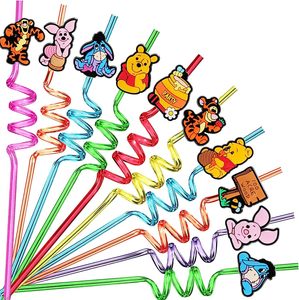 Accesorio de pajita en espiral a juego de Winnie the Pooh y Tigger, juego creativo para <span class=keywords><strong>bar</strong></span>, listo para usar en fiestas - Product Image 1