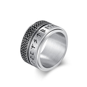 Retro Nordic Viking Letter Celtic Knot Rotating <b>Titanium</b> Steel <b>Ring</b> For <b>Men</b> Oversized Index Finger Jewelry Gift - Product Image 5