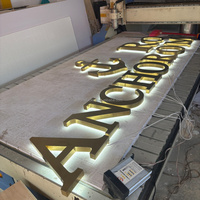 Letrero Luminoso 3D de Fábrica con Retroiluminación LED, Letrero Iluminado con Logotipo de Empresa, Letrero de Acrílico Metálico Dorado con Nombre de Tienda, Letrero Frontal Iluminado