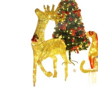 Chariot lumineux de Noël en forme de renne pour la décoration, grande décoration de scène et d'agencement, vente en gros directe usine