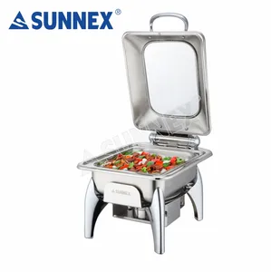 Sunnex piring Stainless Steel, baki pemanas makanan prasmanan katering hangat