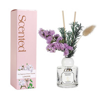 Diffuseur de parfum d'ambiance à bâtonnets de fleurs séchées, 50 ml, en verre, extraits végétaux, sans flamme, 6 mois d'aromathérapie, directement de l'usine
