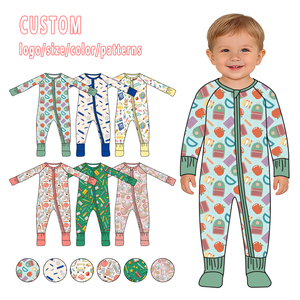 Bamboo Pajamas Zippered Romper Printed Baby Boy Girl Clothes Newborn One-piece Bodysuit Baby <strong>Onesies</strong> Bamboo Baby Clothing - Product Image 1