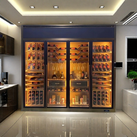Cave à Vin Thermostatique Moderne en Acier Inoxydable pour la Salle à Manger, Présentoir à Whisky pour Restaurant ou Meuble de Bar d'Hôtel