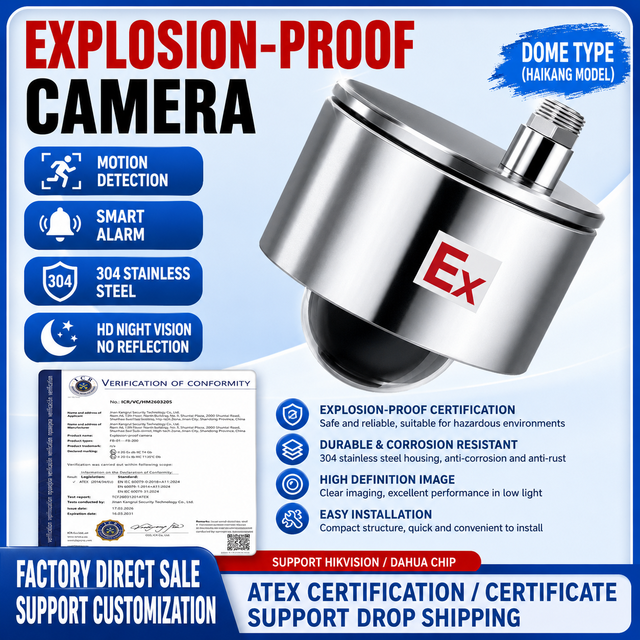 Custom Explosion-proof Housing Ptz Ip Digital Camera Stainless Steel Cctv Outdoor Security Wide Angle Explosion Proof Camera