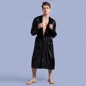 X2440 Vente en gros de robes sexy pour hommes, cadeaux, robe de bain de luxe pour hommes, logo personnalisé, robe de bain en satin doux, kimono pour grossiste - Product Image 2