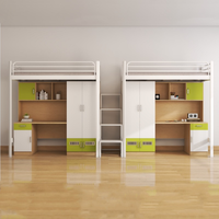 Lits superposés modernes connectés et intégrés avec lit supérieur et bureau inférieur pour dortoirs et chambres d'étudiants