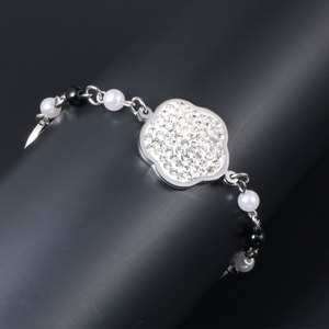 <b>Flower</b> Pearl Titanium Steel <b>Bracelet</b> For Women Gift Jewelry CE467 - Product Image 3
