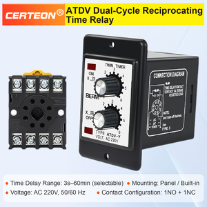 Relais temporisateur double <span class=keywords><strong>ATDV</strong></span> Y cycle répétitif marche arrêt 3 s à 60 min réglable AC220V relais temporisé - Product Image 2