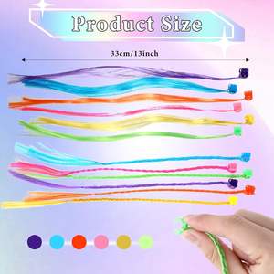 Lot de 36 extensions de cheveux colorées pour filles, à clipser, longueur 33 cm, rose, bleu, violet, orange, vert, jaune, styles tressés et lisses - Product Image 2