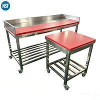 Plan de travail commercial en acier inoxydable avec crédence, étagère inférieure à lattes et roulettes, table de préparation pour cuisine de restaurant