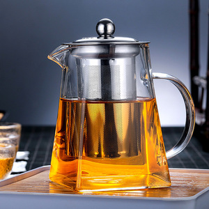 square Shape High Borosilicate Glass <strong>Tea</strong> <strong>Pot</strong> with SS 304 <strong>Infuser</strong> - Product Image 2