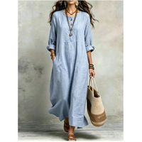 Robe longue ample en ramie pour femme, robe décontractée rétro d'inspiration zen, nouvelle robe longue grande taille