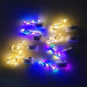 Kerst Festival Decoratie 1M 10Leds 2M 20Led Mini Micro Koperdraad Licht Batterij Led Strip String Fairy Lights