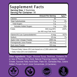 OEM/ODM <span class=keywords><strong>Keto</strong></span> ACV Gummy, vinagre de sidra de manzana formulado con polvo de jugo de remolacha Granada vitamina B12 para apoyar la inmunidad - Product Image 2