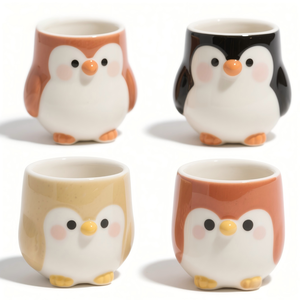 Juego de 6 Vasos de Chupito de Cerámica con Diseño de Pájaro Robín de 1.5oz - Vajilla de Bar Pintada a Mano en 3D, Pedido Personalizado al por Mayor para <span class=keywords><strong>Pub</strong></span> - Product Image 1