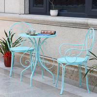 Ensemble trois pièces de luxe léger en fer forgé pour table et chaises d'extérieur, canapé de jardin, balcon ou intérieur, idéal pour salon de thé