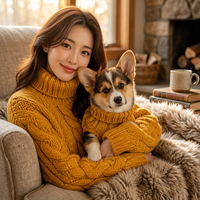 Vêtements en tricot pour animaux de compagnie, chandails assortis pour chiens et humains