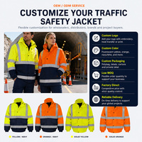 Veste de travail haute visibilité réfléchissante pour ouvrier du bâtiment, mineur, avec logo personnalisé, en tissu Oxford 300D rembourré, style bomber.