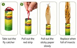 Cinta Adhesiva para Moscas de Doble Cara, Pegamento Impermeable al Contacto, Trampa Adhesiva Desechable para Control de Insectos, Cinta Adhesiva para Moscas - Product Image 2