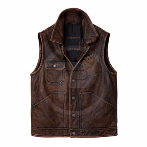 Hot Selling <b>Men</b> Clothing Leather <b>Vest</b> Unique Design Leather <b>Vest</b> New Fashion <b>Men</b> leather <b>Vest</b> - Product Image 1