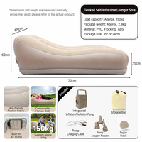 Canapé gonflable moderne et durable en forme de S avec pompe à air intégrée, chaise longue pliable floquée pour l'école et le parc