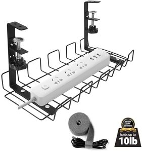 No Drill Under Desk Cable Management Tray - Under Standing Desk Cable Organizer Desk Cable Tray for Office and Home