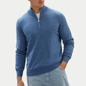 Custom Logo lässig gestrickte Pullover Roll kragen pullover mit halbem Reiß verschluss Pullover Männer