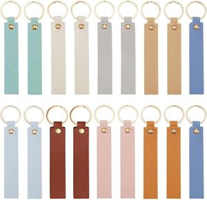 Étiquettes vierges en PU pour gravure, porte-clés dorés, crochets de chaîne, pour la fabrication de porte-clés, le bricolage, le travail du cuir, porte-clés en cuir colorés pour gravure laser - Product Image 1