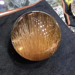 Natuurlijke Kristallen Bollen Koperen Rutiel Gouden Rutiele Rutiele Gouden Kwarts Bol Bal Voor Feng Shui