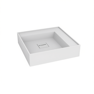 Lavabo carré en marbre minéral coulé 19,7x19,7x4,8 pouces, poli, à encastrer, pour des décors élégants - Product Image 1