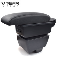 Vtear Boîte de rangement élégante en ABS et cuir PU pour accoudoir avant de voiture avec porte-gobelet USB, accessoires intérieurs pour Mahindra Bolero SUV 2000-2024
