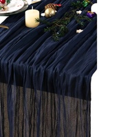 Chemins de table de mariage en polyester avec volants en gaze froissée tissée pour la maison, l'hôtel, la salle à manger, les décorations de fête d'automne et de Noël